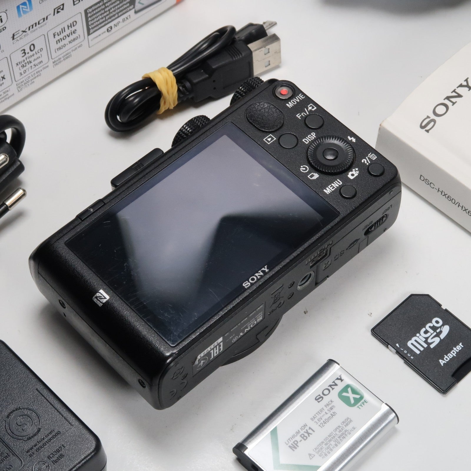 Sony CyberShot DSC-HX60V 20.4MP Digital Camera – Boxed, with Case &amp; 32GB SD Card